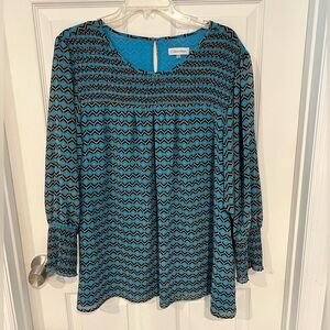 Calvin Klein Chiffon Chevron Print Blouse